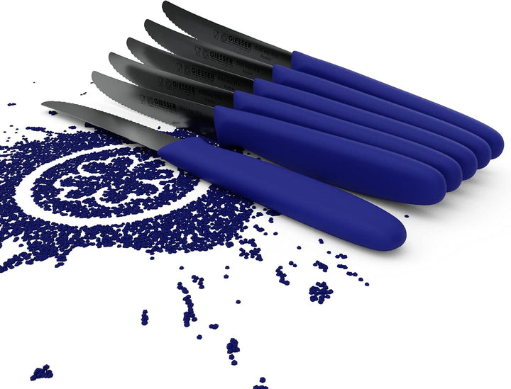 Giesser seit 1776 - Made in Germany - Tomatenmesser 6er Set blau, Klinge 11 cm, rutschfest, kleines