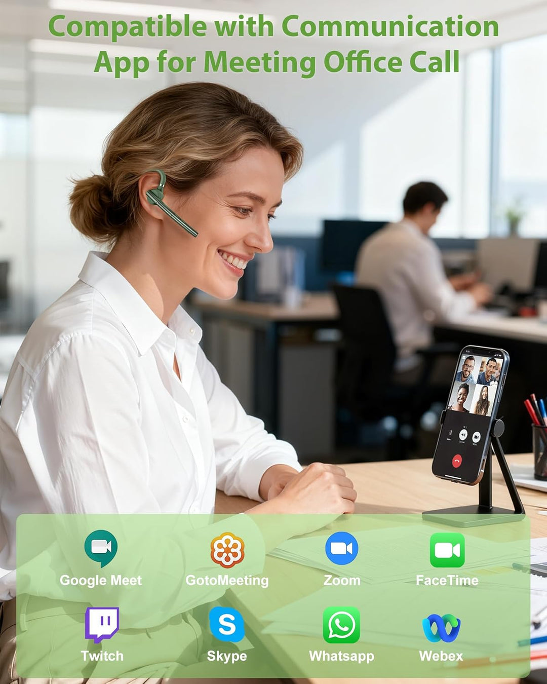 New Bee Bluetooth Headset mit 72h Spielzeit Bluetooth V5.1 Freisprech Headset Handy mit LED Ladecase