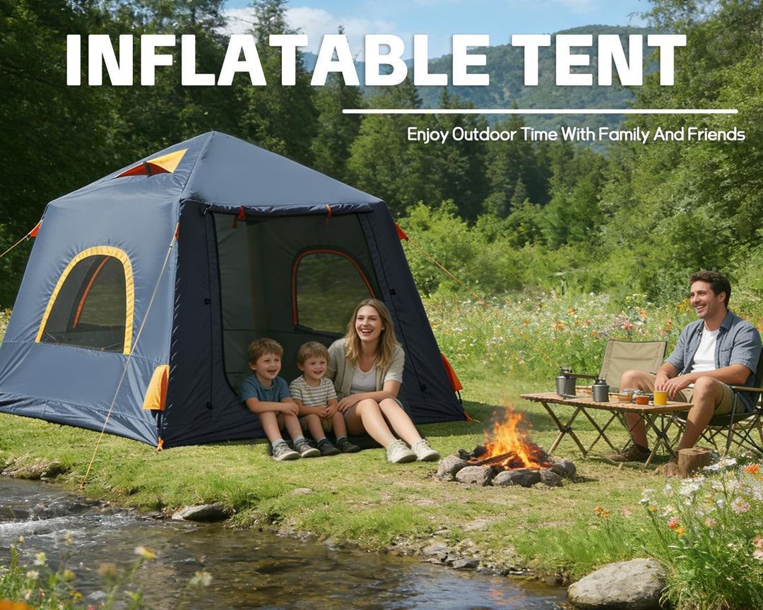 Inflatable Camping Tent, with Manual air Pump, Easy to Set up, Outdoor Inflatable Tent, can accommod