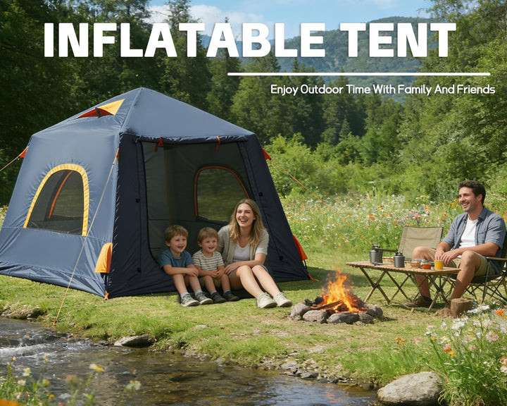 Inflatable Camping Tent, with Manual air Pump, Easy to Set up, Outdoor Inflatable Tent, can accommod