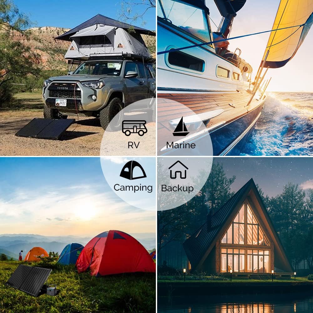 Renogy 100W 12V Mono Solarkoffer Wasserdicht 20A Solarregler LCD für Wohnmobil Camper Boot 100W Pane