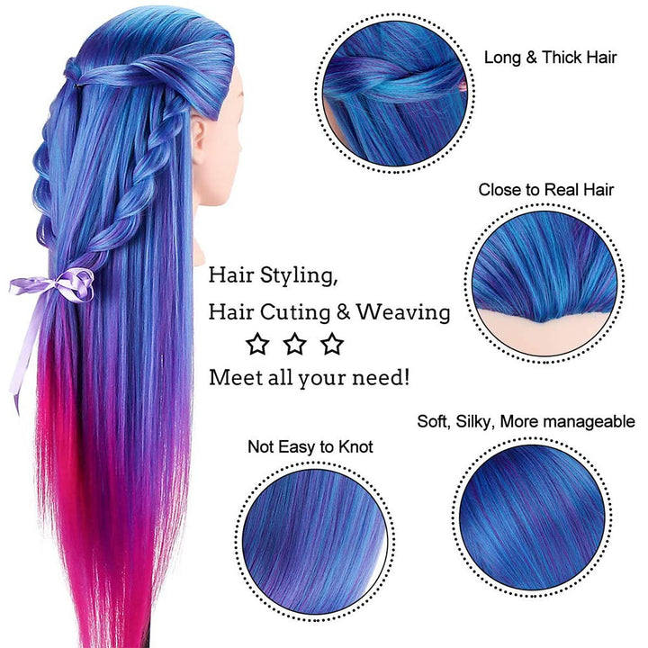 TopDirect 66cm/26 Zoll Übungskopf Frisierkopf Friseur 100% Synthetisches Haar Perückenkopf Trainings