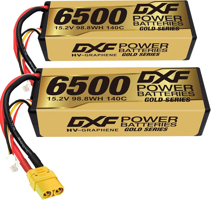 DXF Hochvol 4S 6500mAh 15.2V, 140C, Hardcase mit XT90 Spina per 1:8 Scala RC Auto, Multi-Rotor, RC E