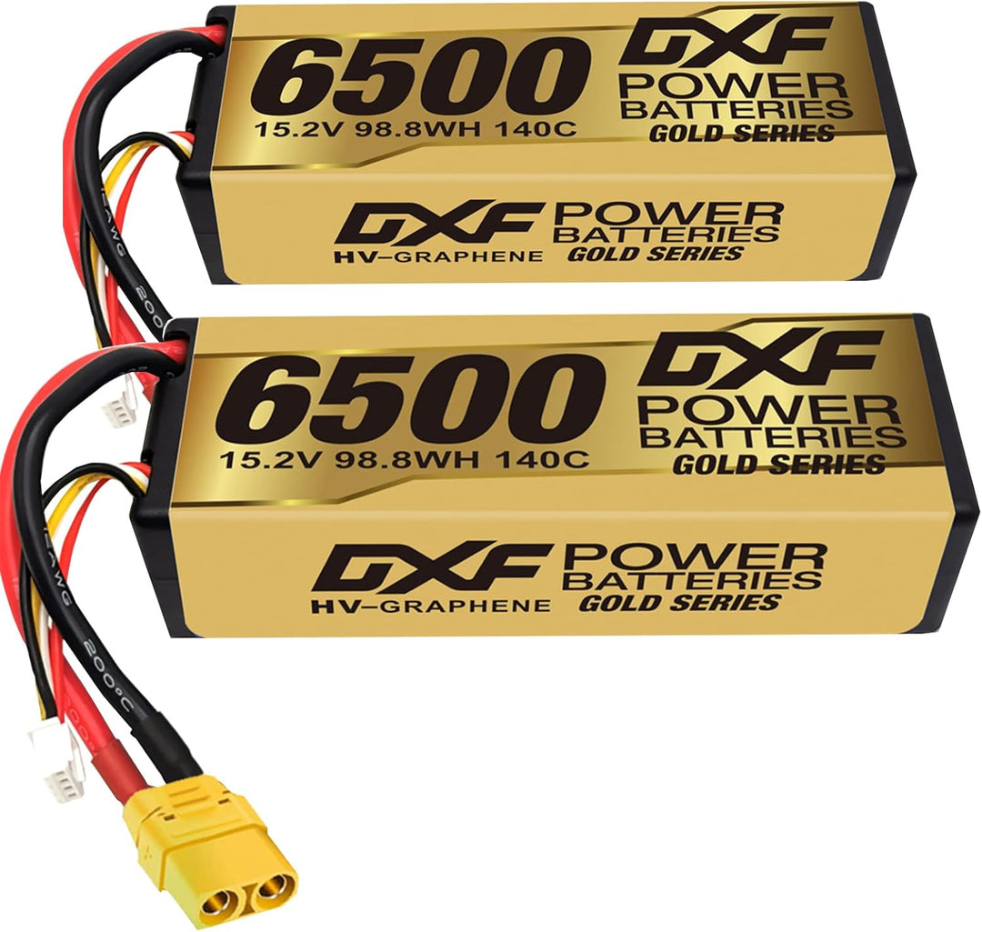 DXF Hochvol 4S 6500mAh 15.2V, 140C, Hardcase mit XT90 Spina per 1:8 Scala RC Auto, Multi-Rotor, RC E