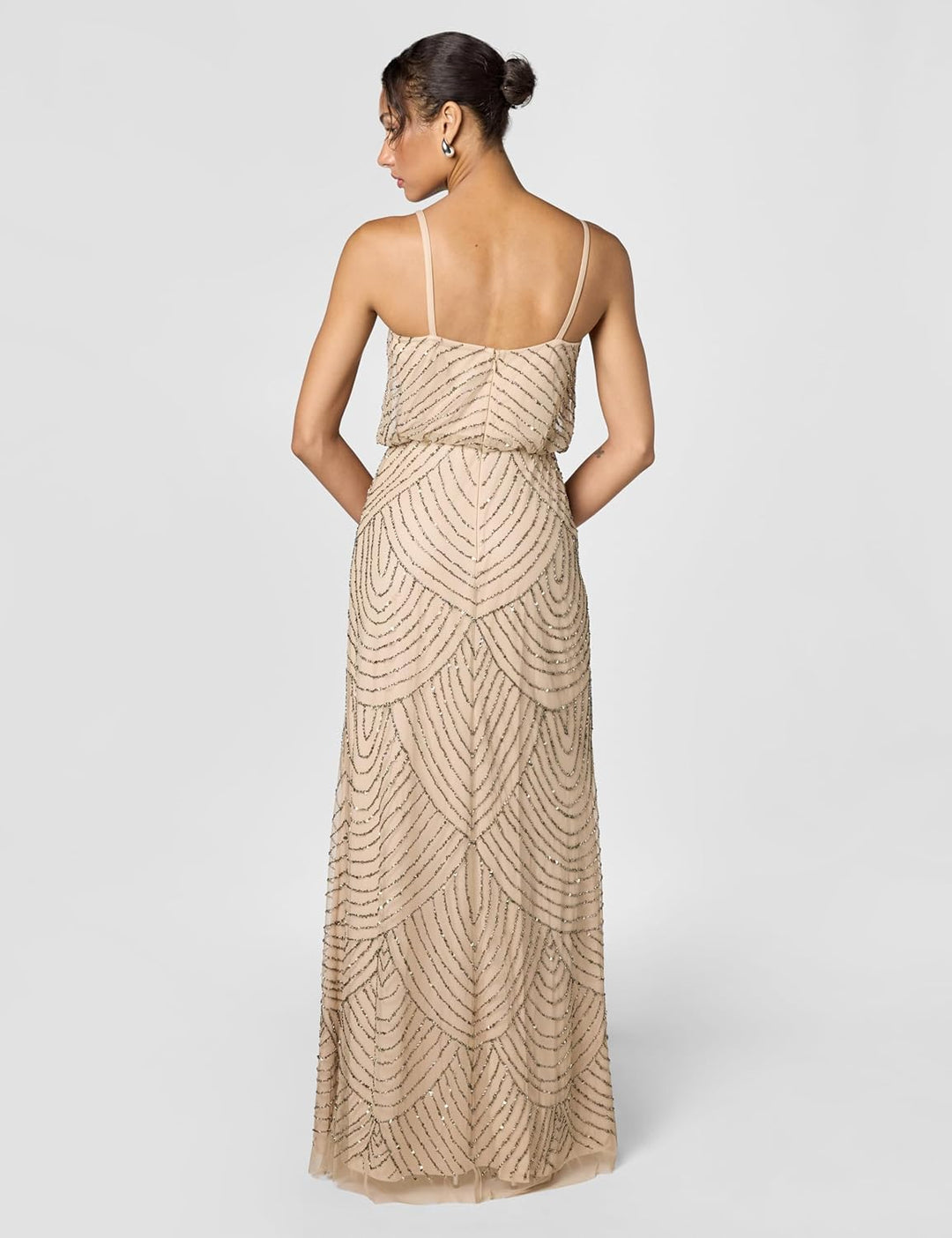 Adrianna Papell Damen LNG Blouson Dress Kleid 32 Taupe/Pink, 32 Taupe/Pink