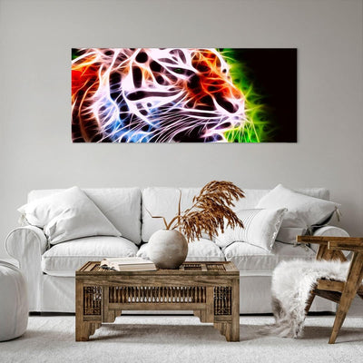 Wandbilder Dekoration Wohnzimmer Afrika aggression tiere tiger Panorama Bilder auf Leinwand 120x50cm