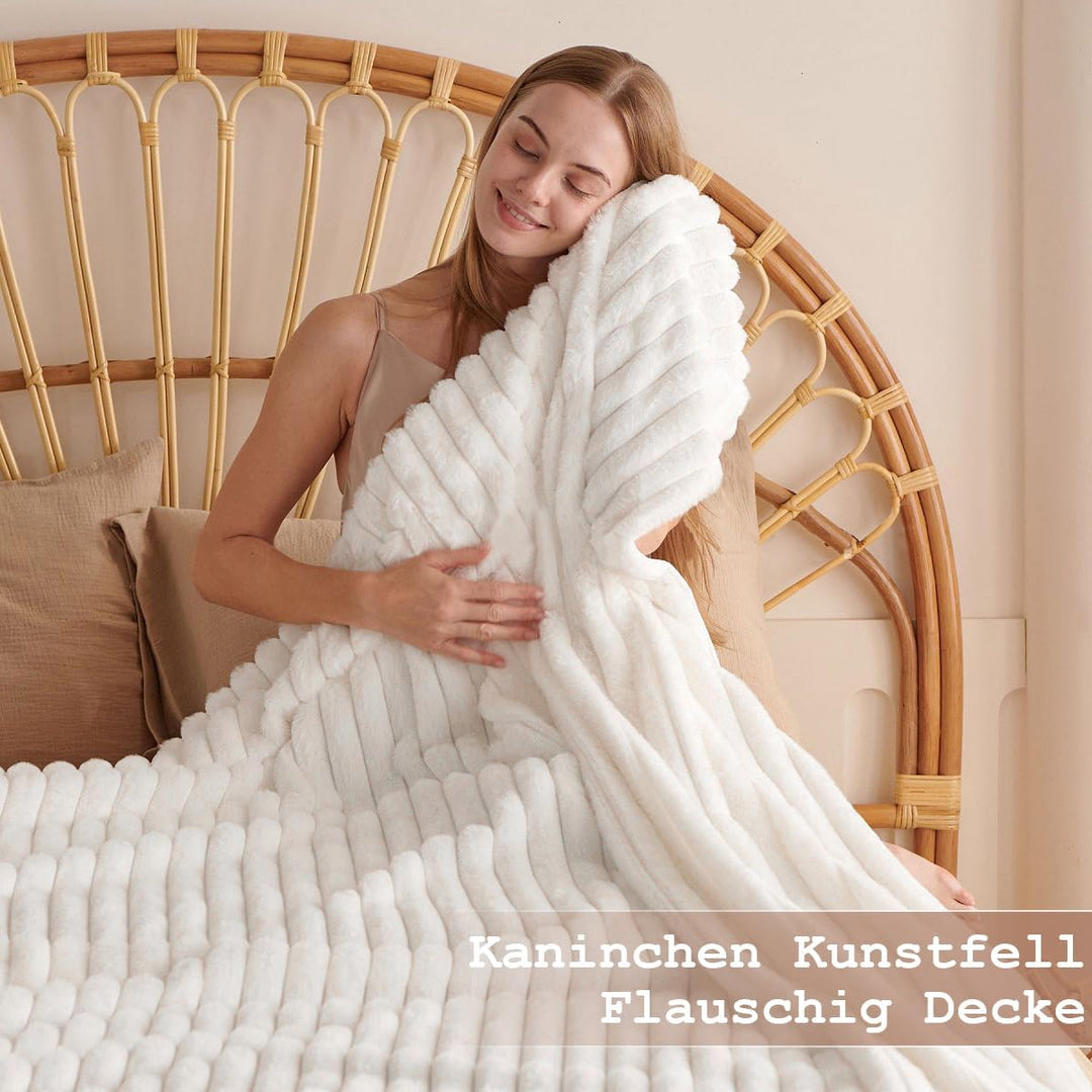 Lanqinglv Kuscheldecke Flauschig Decke Weiss,Dicke Kuscheldecke Plüsch Flanell Decke,Weiche Warme Wi
