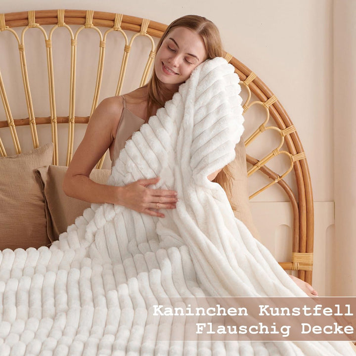 Lanqinglv Kuscheldecke Flauschig Decke Weiss,Dicke Kuscheldecke Plüsch Flanell Decke,Weiche Warme Wi
