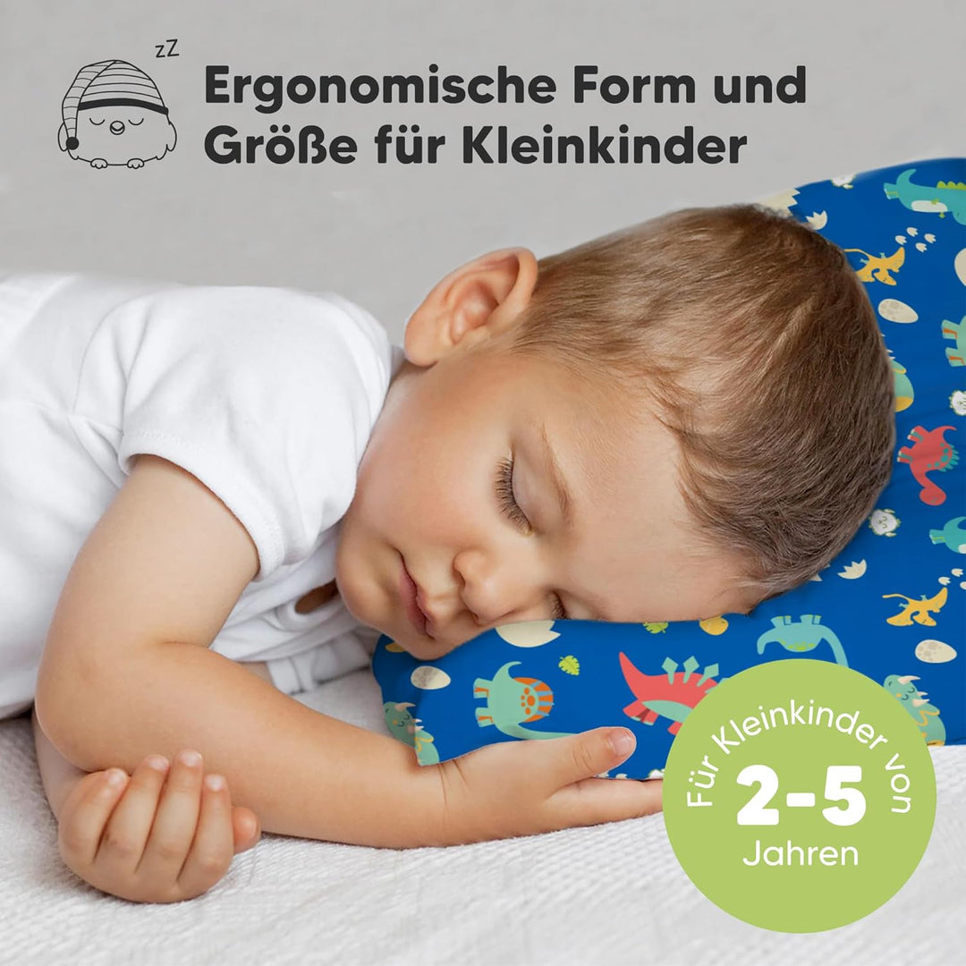 Kopfkissen Kleinkind mit Kissenbezug - Weich Bio Baumwolle Kissen Kinder zum Schlafen - Waschbar Kle