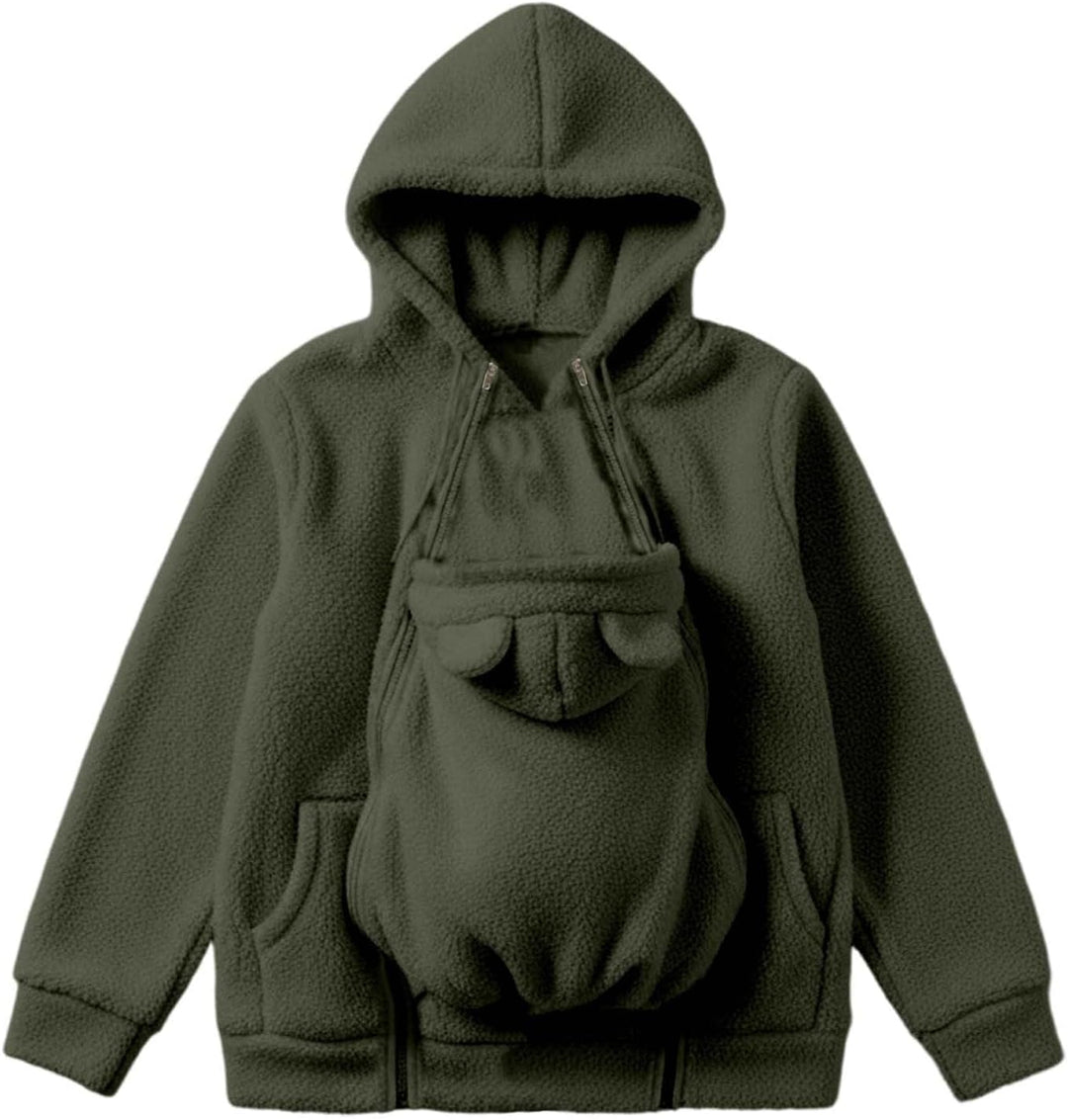 Umstandsjacke mit Babyeinsatz Warm Teddy Fleecejacke Umstands Baumwolljacke Winter Umstandsmode 2 in