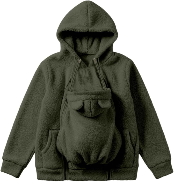 Umstandsjacke mit Babyeinsatz Warm Teddy Fleecejacke Umstands Baumwolljacke Winter Umstandsmode 2 in