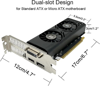 SAPLOS GTX 1050 Grafikkarte für PC, 4GB GDDR5 128-Bit, HDMI DisplayPort DVI-D, Computer-GPU, Gaming