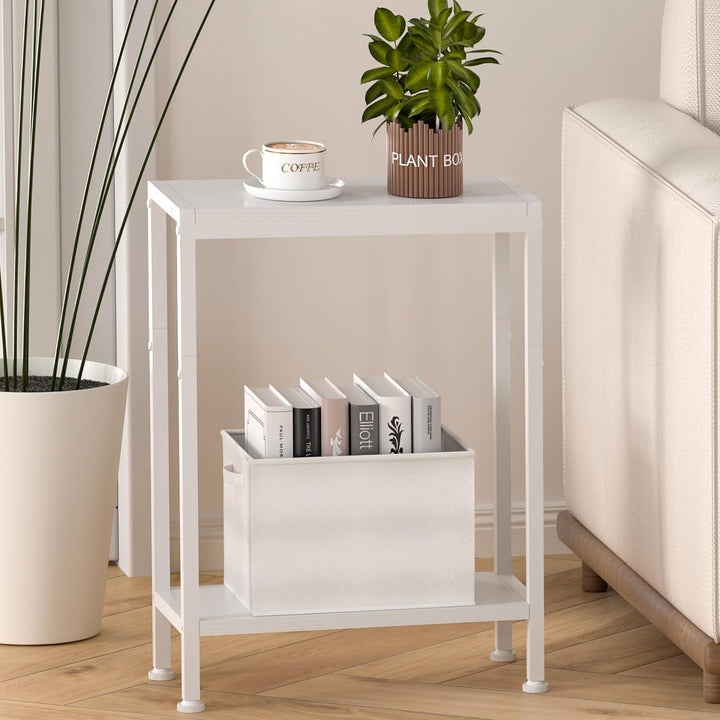 Schmaler Beistelltisch, Nachttisch, 2er Set, 2 Ablagen Nachttisch Schmal mit Stauraum, Sofa beistell