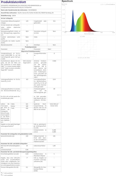 Eschenbach 16034 - Tischleuchte pure visionLED, Farbtemperatur 5000 K, Beleuchtungsstärke ca. 2400 l