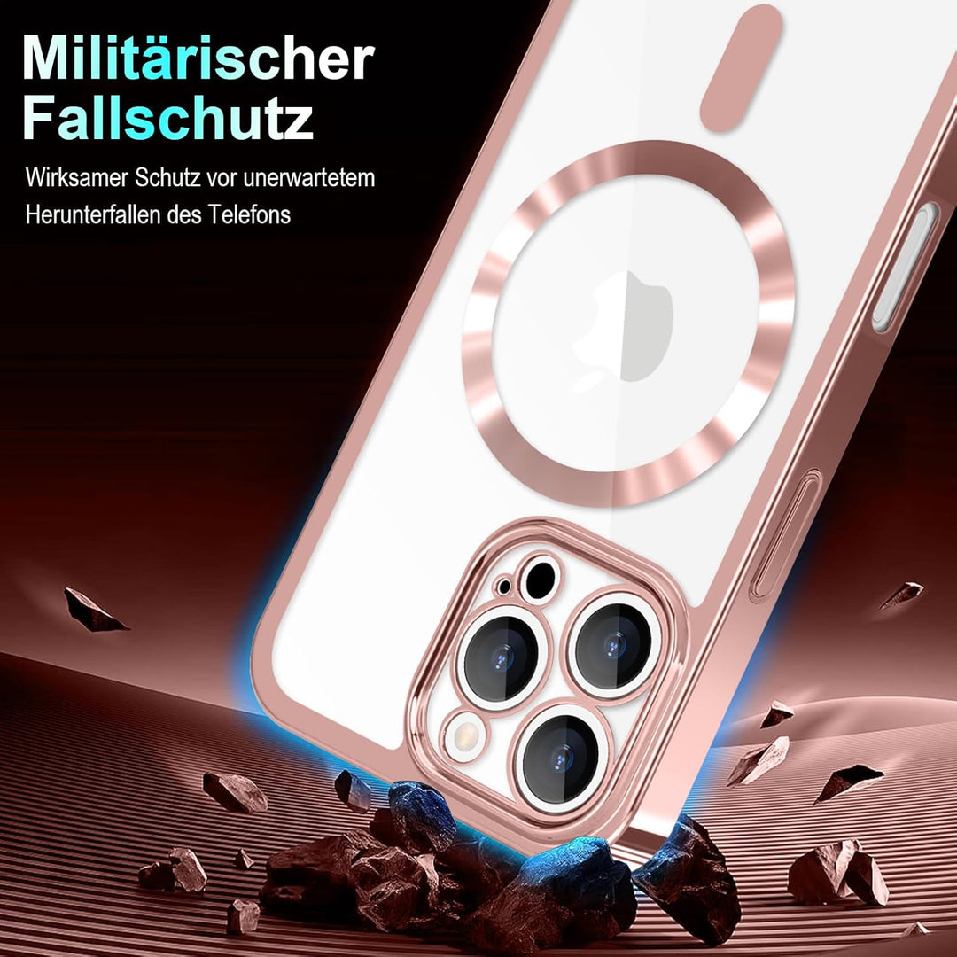 Handyband für iPhone 16 Pro Max Hülle mit Band + 2 Stück Glas Schutzfolie Transparent Silikon Handyh