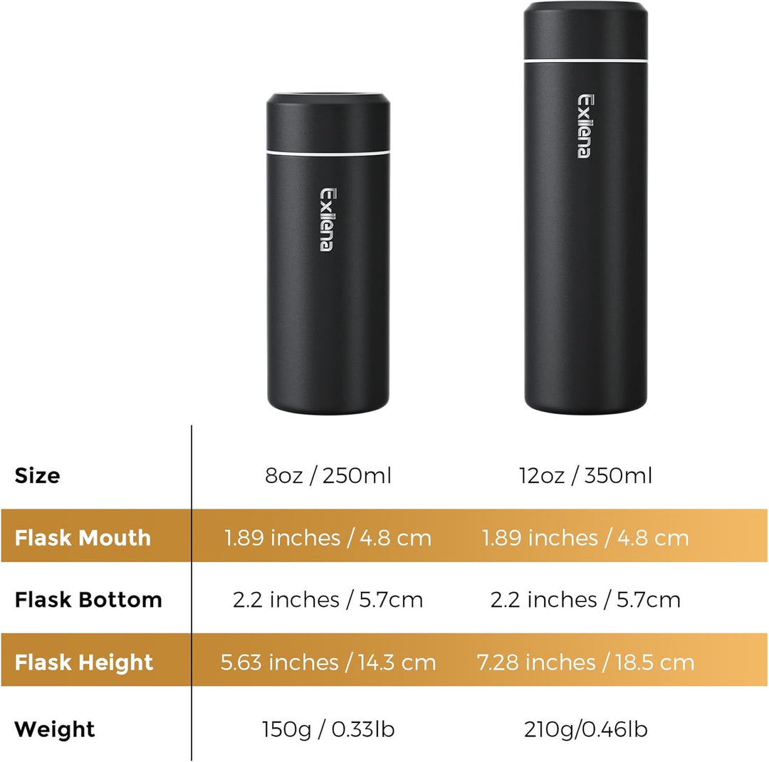【Upgrade-Version】Exllena Mini Thermosflasche 350ml mit Edelstahl-Deckel, Trinkflasche Klein Doppelwa
