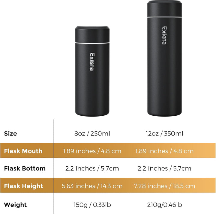 【Upgrade-Version】Exllena Mini Thermosflasche 350ml mit Edelstahl-Deckel, Trinkflasche Klein Doppelwa