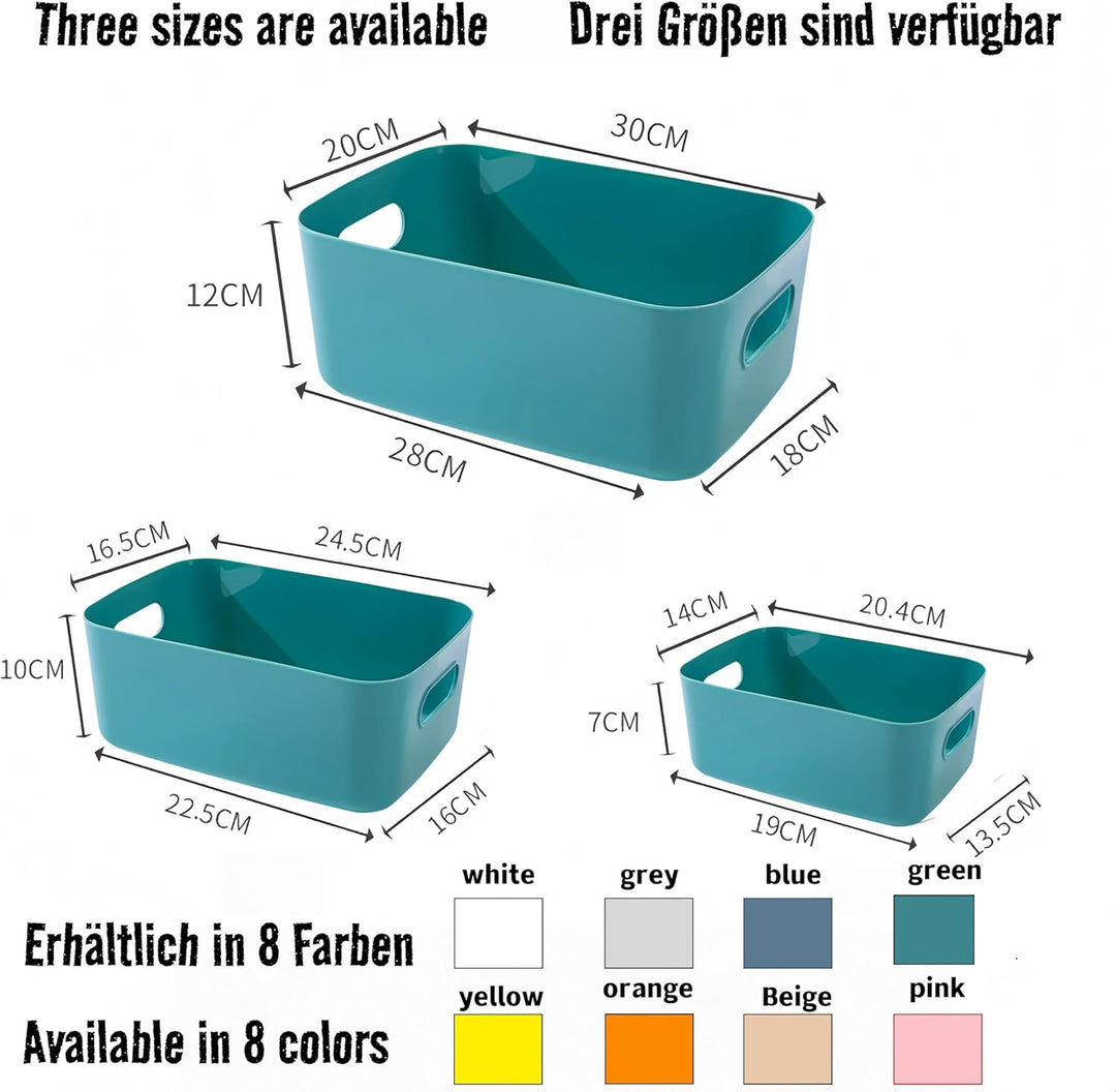 5 stück Aufbewahrungsbox Kunststoff Grün 25×18×10 cm, Aufbewahrungsboxen mit Griff,Boxen Aufbewahrun