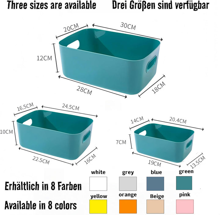 5 stück Aufbewahrungsbox Kunststoff Grün 25×18×10 cm, Aufbewahrungsboxen mit Griff,Boxen Aufbewahrun