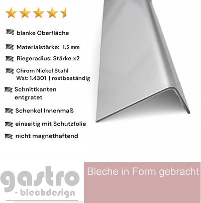 Kantenschutzprofil Edelstahl Winkel Profil, 3000mm Edelstahl Winkel 60x30 mm Schenkelinnenmass aus E
