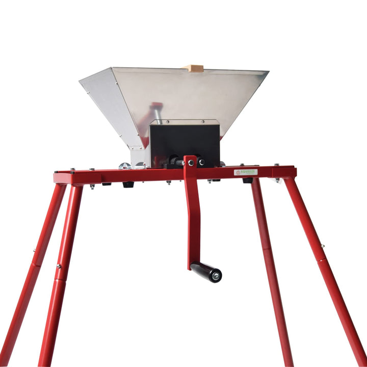 SQUEEZE master 7L Obstmühle mit Ständer, Edelstahl Apfelpresse, 7 Liter Handmühle, Edelstahltrichter