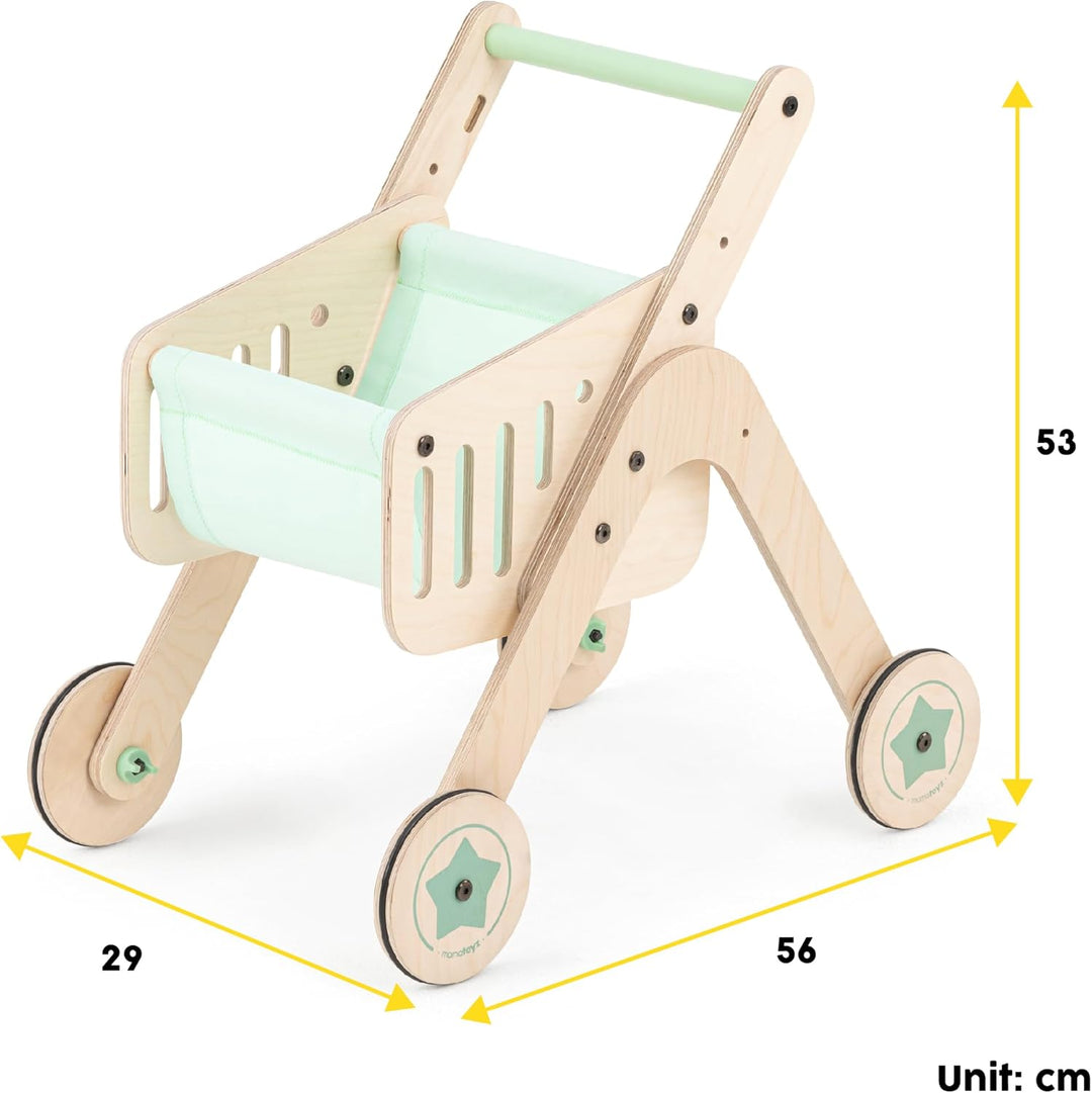 Mamatoyz 04TSHP Trio Shopper Einkaufswagen, Spielzeug, Lauflernhilfe aus natürlichem Birkensperrholz