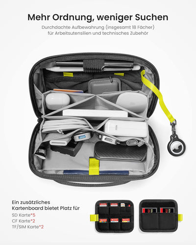 tomtoc Zubehörtasche Kabeltasche, Elektronik Tech Pouch Laptop Zubehör Organizer Tasche Cable Bag Re