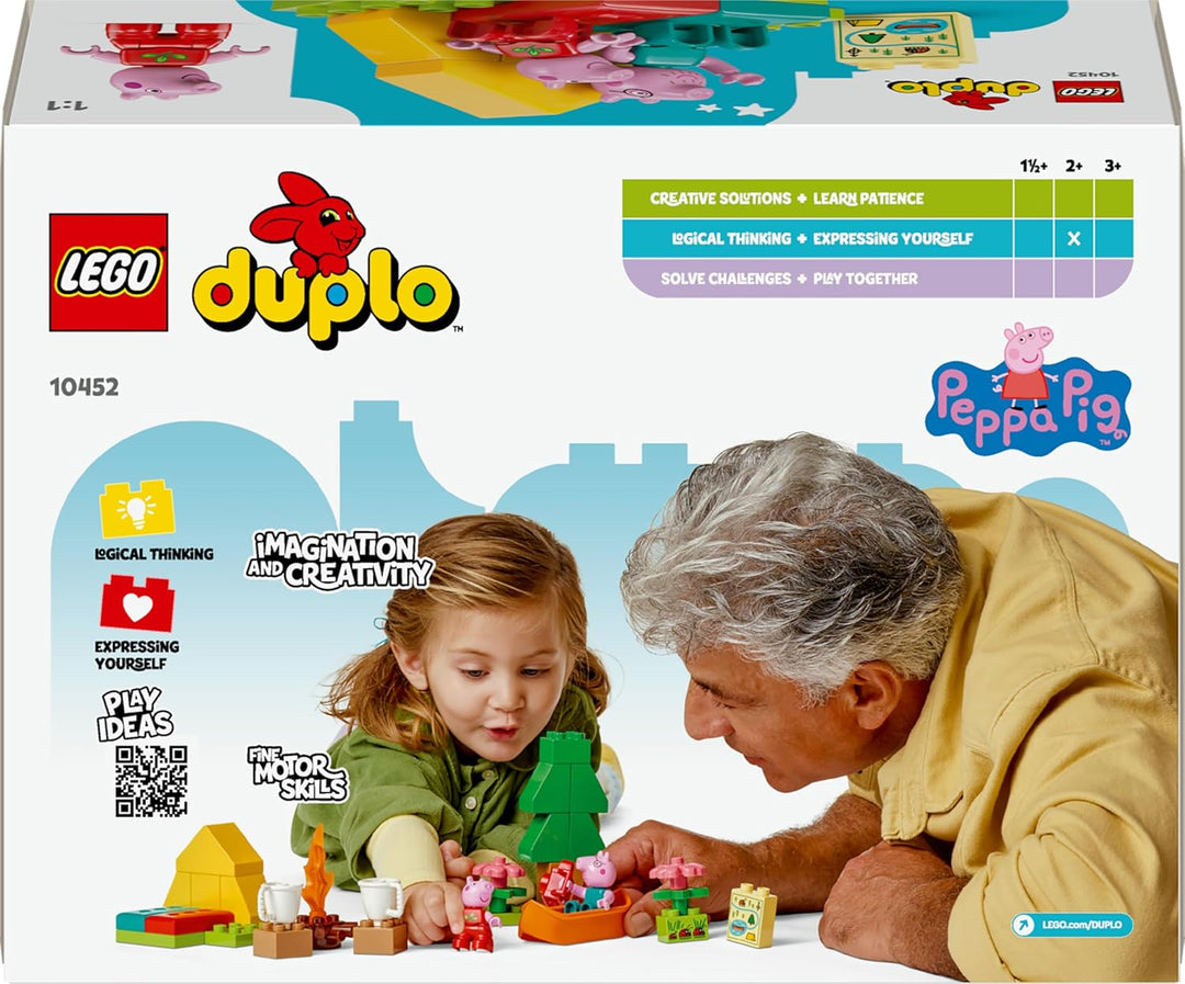 DUPLO Peppa Pig Campingausflug mit Papa Wutz – Montessori Spielzeug für Mädchen & Jungen ab 2 Jahren
