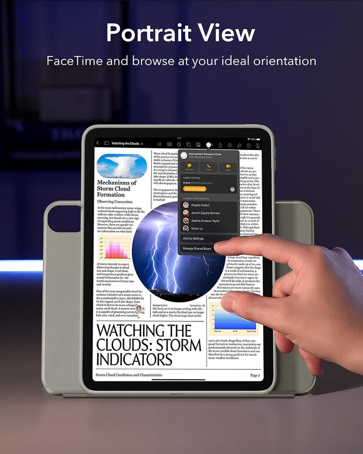 ESR für iPad Air 13 Zoll M4/M3/M2 Hülle (2026/2025/2024), drehbare Hülle mit Abnehmbarer Magnetabdec
