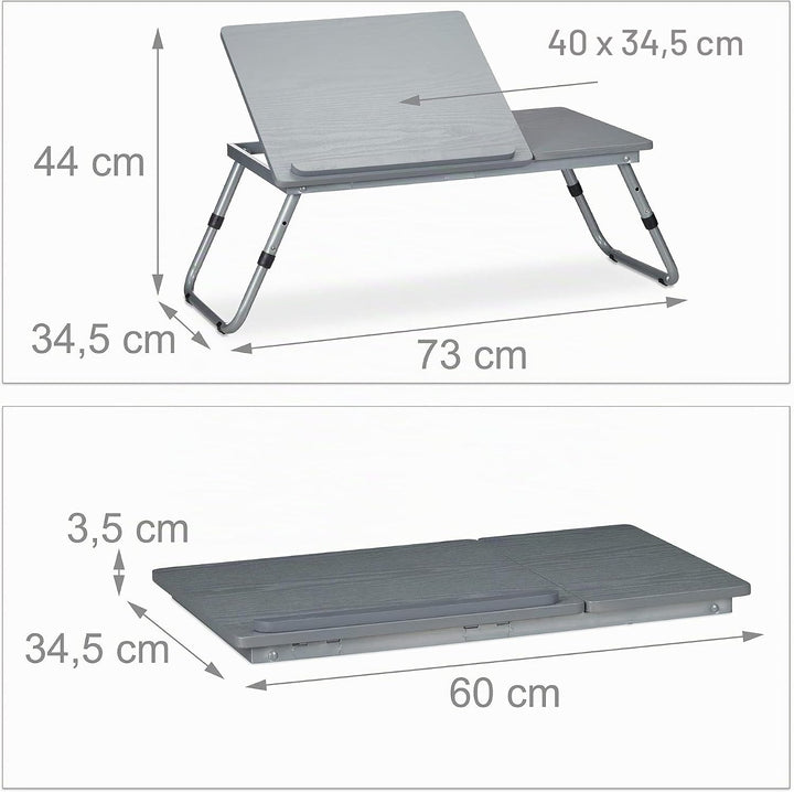 Relaxdays Laptoptisch höhenverstellbar, klappbar, neigbare Arbeitsfläche, Betttisch für Laptop, MDF,