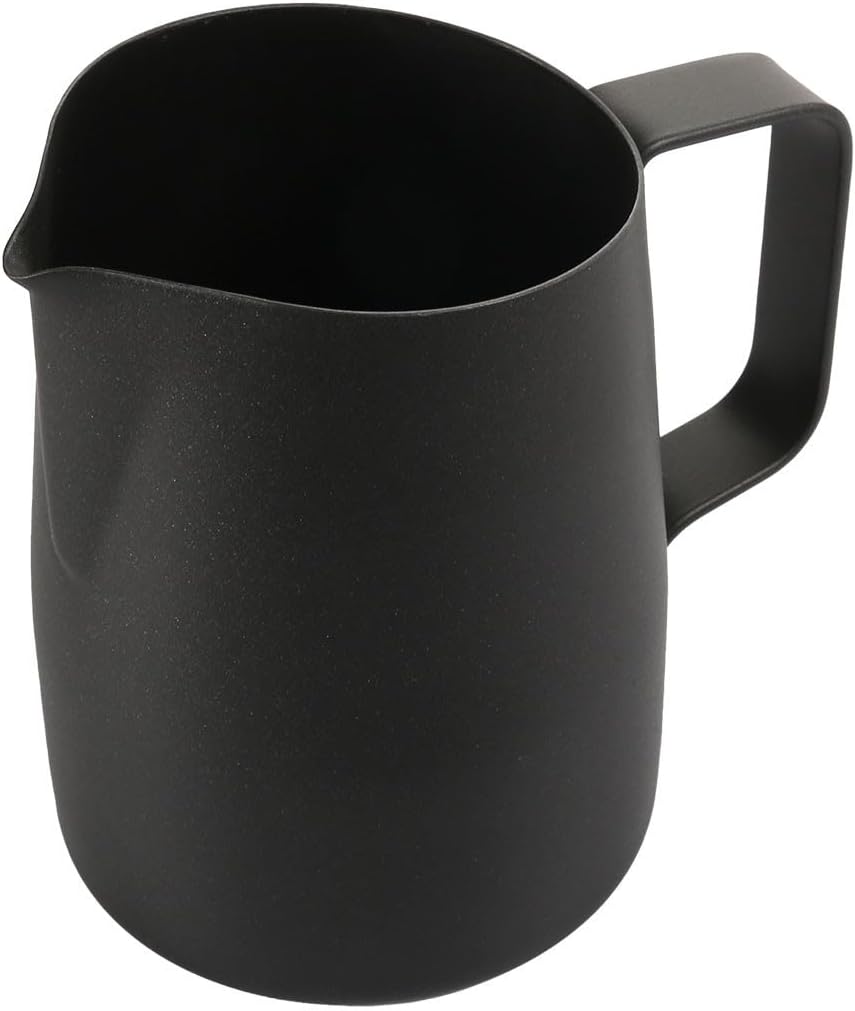 Milchkännchen, 420 ml, Espresso-Dampfkrug, Edelstahl, Milchaufschäumer Krug für Latte Art (schwarz),