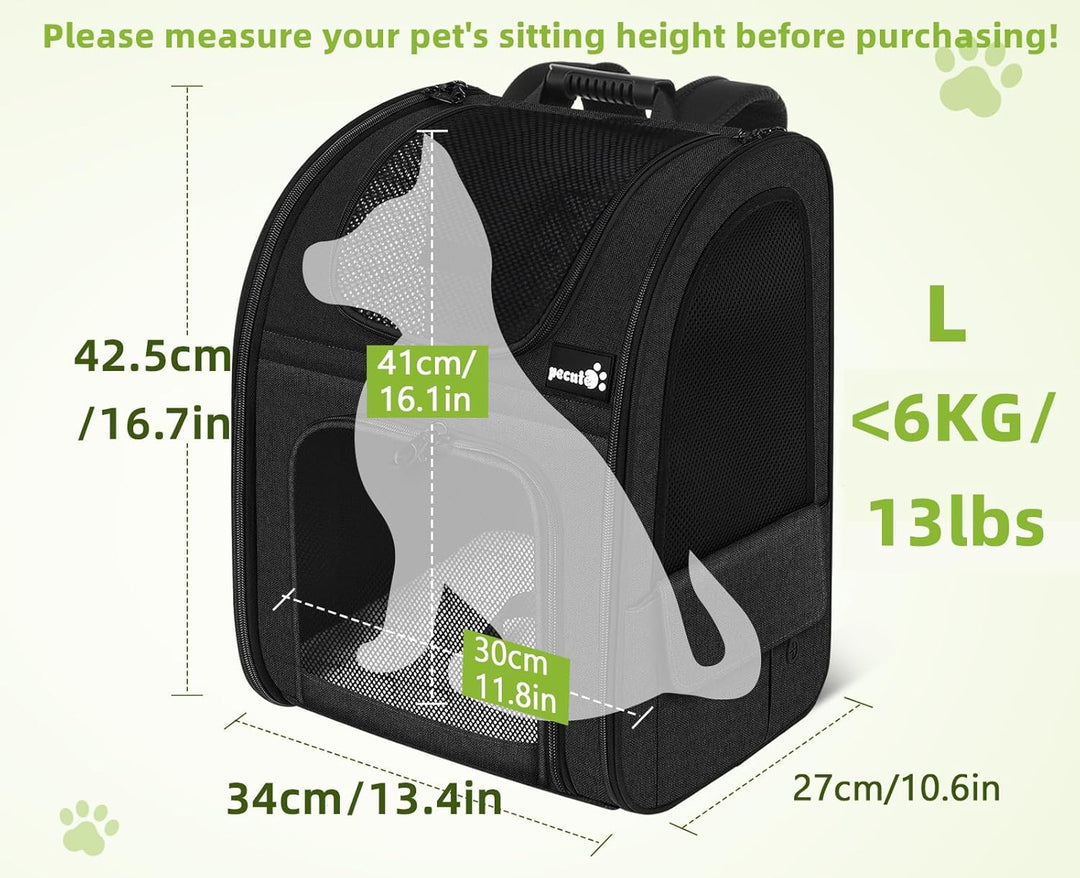 pecute Hunderucksack, Erweiterbar Faltbar, Katzenrucksack Grosse Katzen mit Anti-offener Reissversch