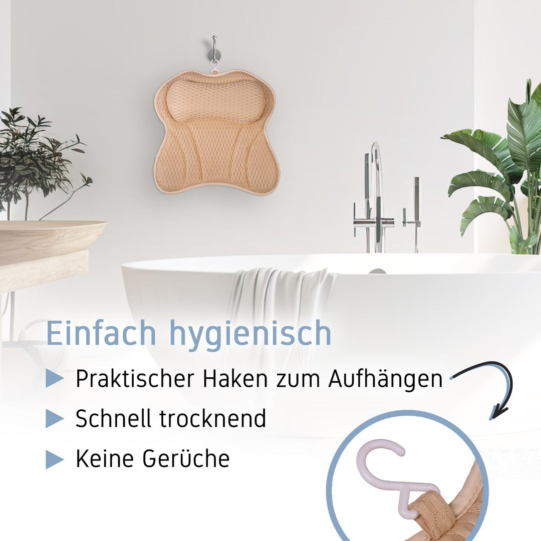 Badewannenkissen | Premium Badekissen für Badewanne mit Kopfstütze &amp; Nackenstütze | Kissen ideal als
