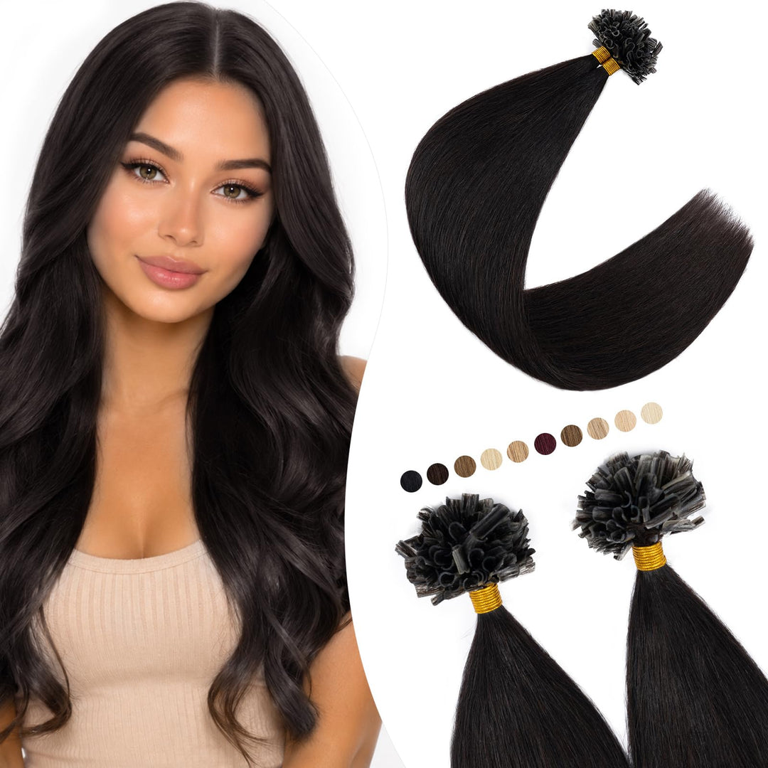 Elailite U-Tip Echthaar Bonding Extensions Keratin Haarverlängerung Haar für Mädchen 200 Strähnen 22