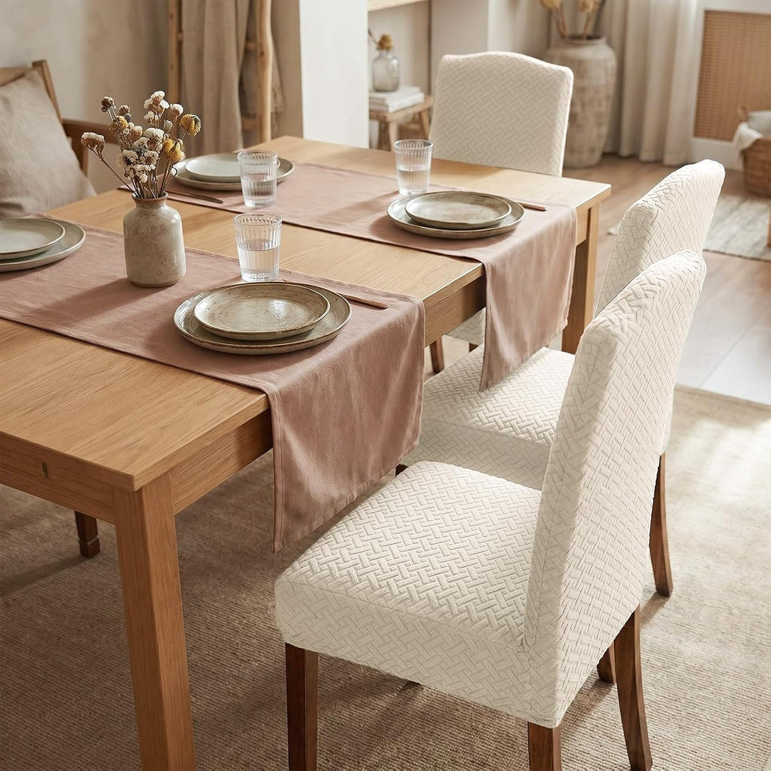 KELUINA Stretch wasserdichte Jacquard mit langem Gitter Esszimmer Stuhlhussen Home Decor, Stuhlhusse