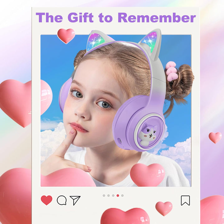Bluetooth Kopfhörer Kinder, Faltbar 85dB Mädchen Kopfhörer Over Ear, Kabellos Kinderkopfhörer mit LE