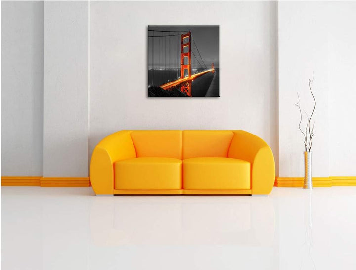 Pixxprint majestätische Golden Gate Bridge als Leinwandbild/Grösse: 70x70 cm/Wandbild/Kunstdruck/fer