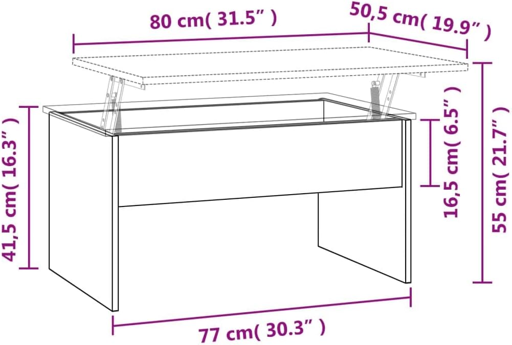 vidaXL Couchtisch Grau Sonoma 80x50,5x41,5 cm Holzwerkstoff