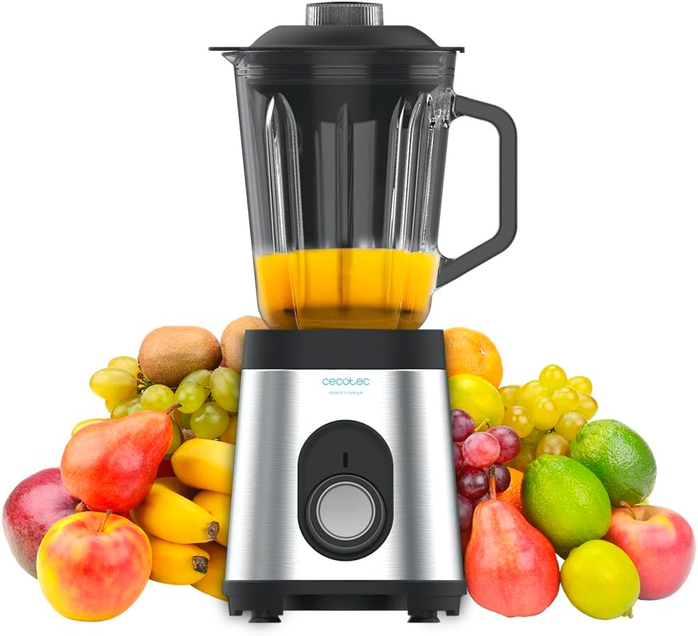 Cecotec Mixer Glas Power Schwarz Titan 1000 INOX. 1000 W, Edelstahlgehäuse, 6-Blatt-Blatt mit schwar