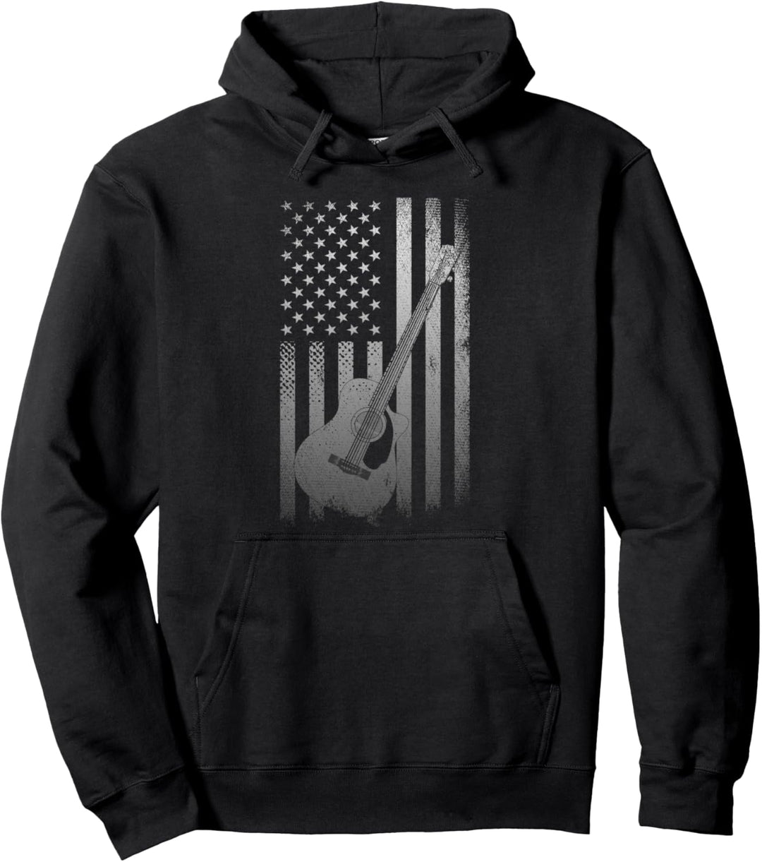 Akustik Gitarrist USA Flagge Musik Gitarrenspieler Gitarre Pullover Hoodie