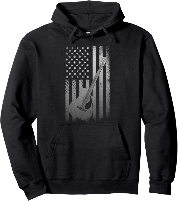 Akustik Gitarrist USA Flagge Musik Gitarrenspieler Gitarre Pullover Hoodie