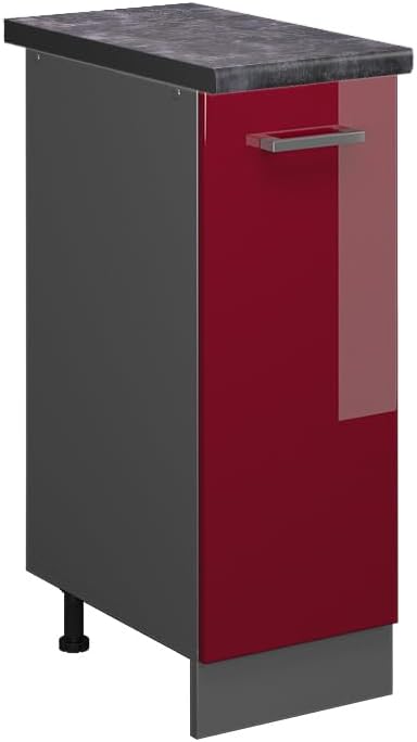 Vicco Apothekerschrank R-Line, Bordeaux Hochglanz/Anthrazit, 30 cm, AP Anthrazit Bordeaux Hochglanz