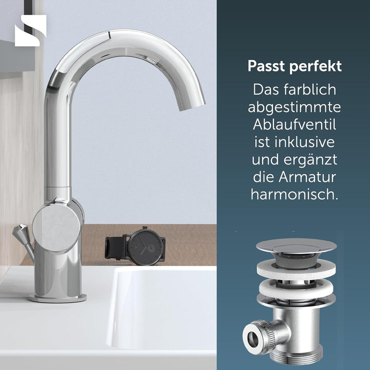 SCHÜTTE 79010 CORNWALL Waschtisch-Armatur, Chrom, Chrom
