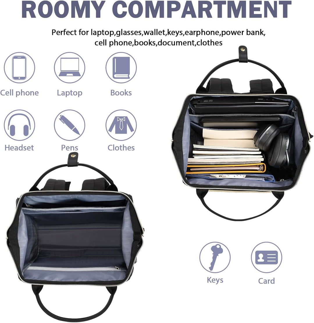 EMPSIGN Laptop Rucksack Damen mit Laptopfach 17 Zoll, Laptop Rucksack Schulrucksack Mit USB Ladeansc