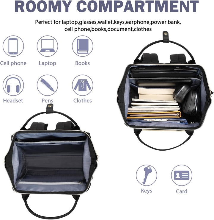 EMPSIGN Laptop Rucksack Damen mit Laptopfach 17 Zoll, Laptop Rucksack Schulrucksack Mit USB Ladeansc
