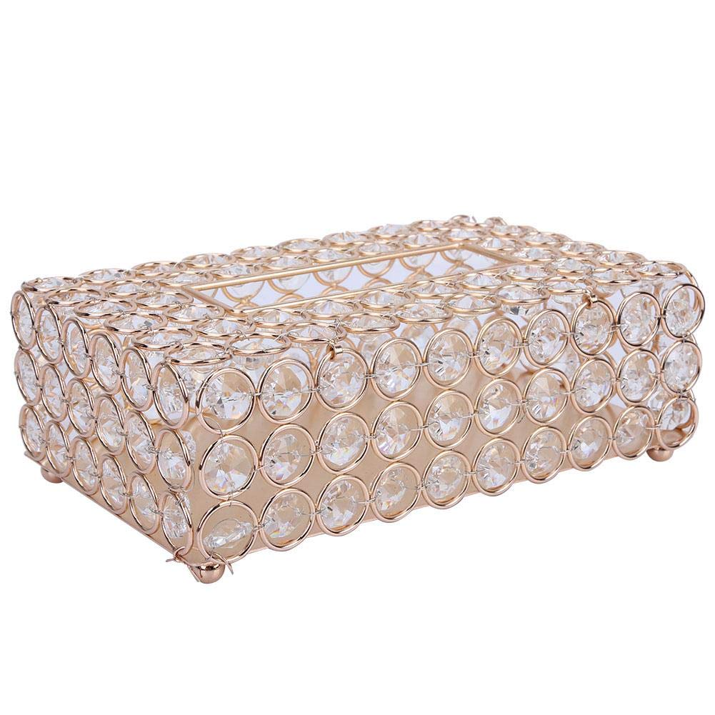 Hztyyier Crystal Tissue Box Rechteckiger dekorativer Serviettenhalter Crystal Paper Container für El