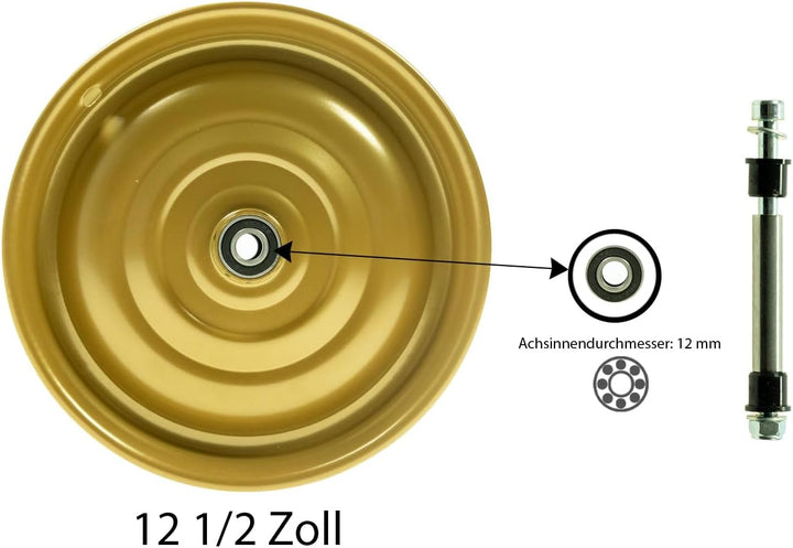 Scheibenrad Anhänger Handwagen Laufrad Rad Felge 12 1/2 Zoll Klaufix DDR (4 Stück Gold), 4 Stück Gol