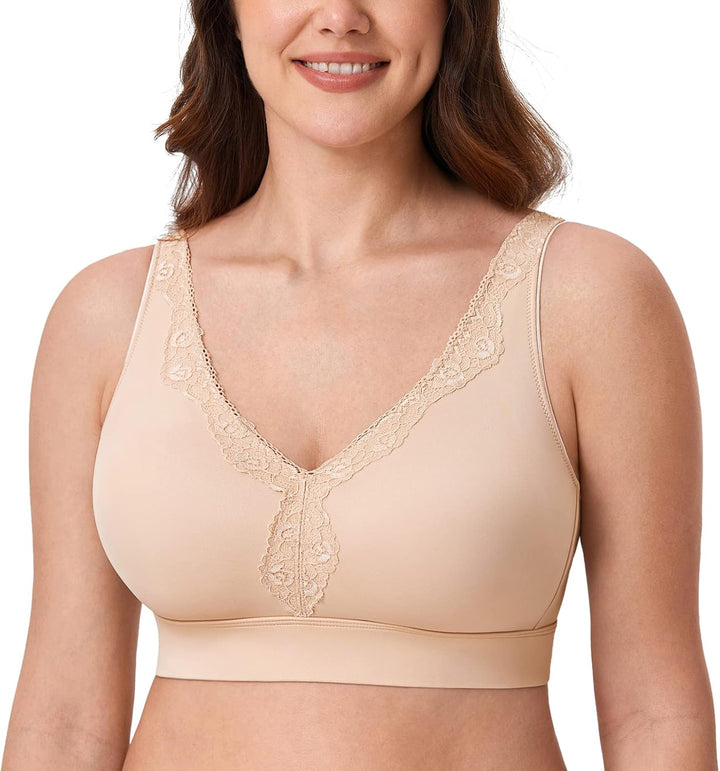 AISILIN Damen BH ohne Bügel Komfort Grosse Grösse volle Abdeckung Nahtlos Ungefüttert 95D Beige, 95D