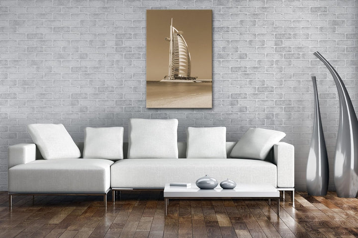 deyoli gigantisches Gebäude in Dubai Format: 60x40 Effekt: Sepia als Leinwandbild, Motiv fertig gera