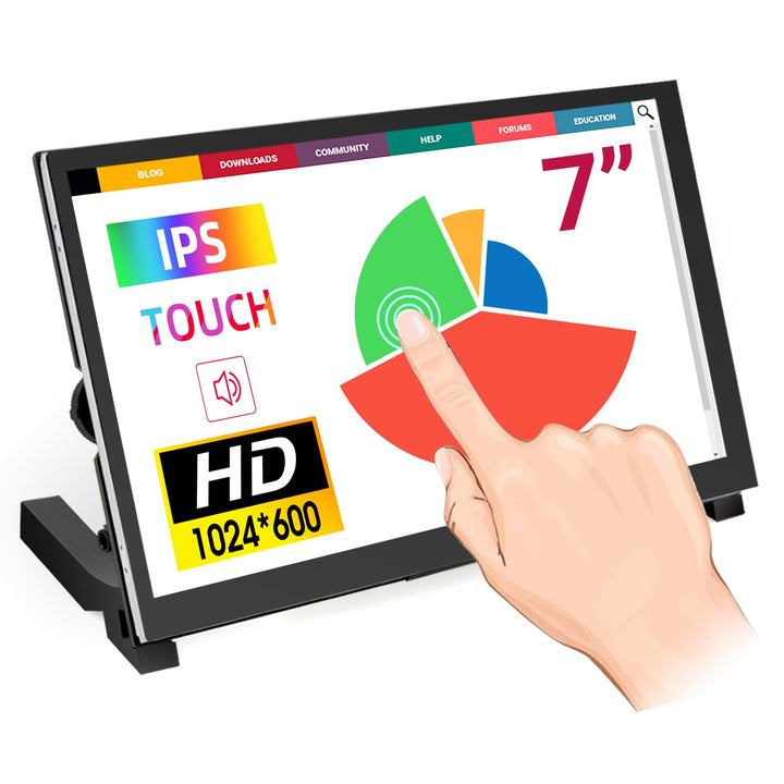 ELECROW Raspberry Pi Display, 7-Zoll 1024×600 Touchscreen Monitor Mini Bildschirm mit Propellerständ